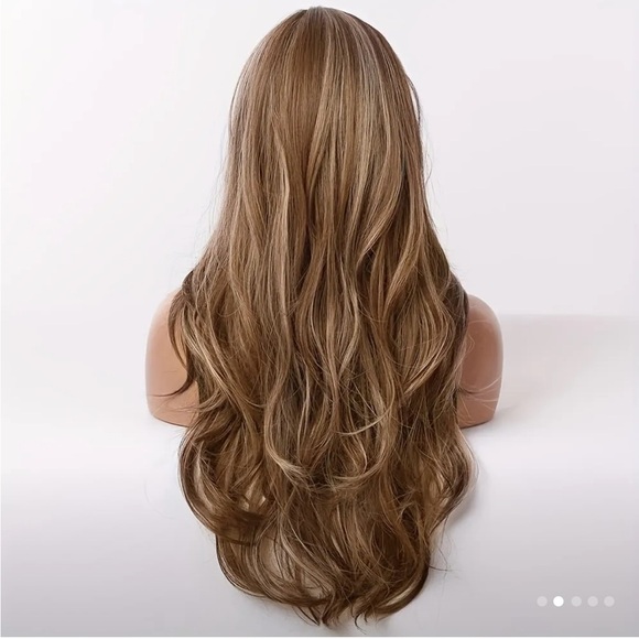 Elegant Brown Wavy Full Pullover Wig with Bangs - Picture 5 of 6